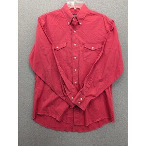 Vintage Wrangler Shirt Mens Large Red Cowboy Cut Western X-Long Tails USA